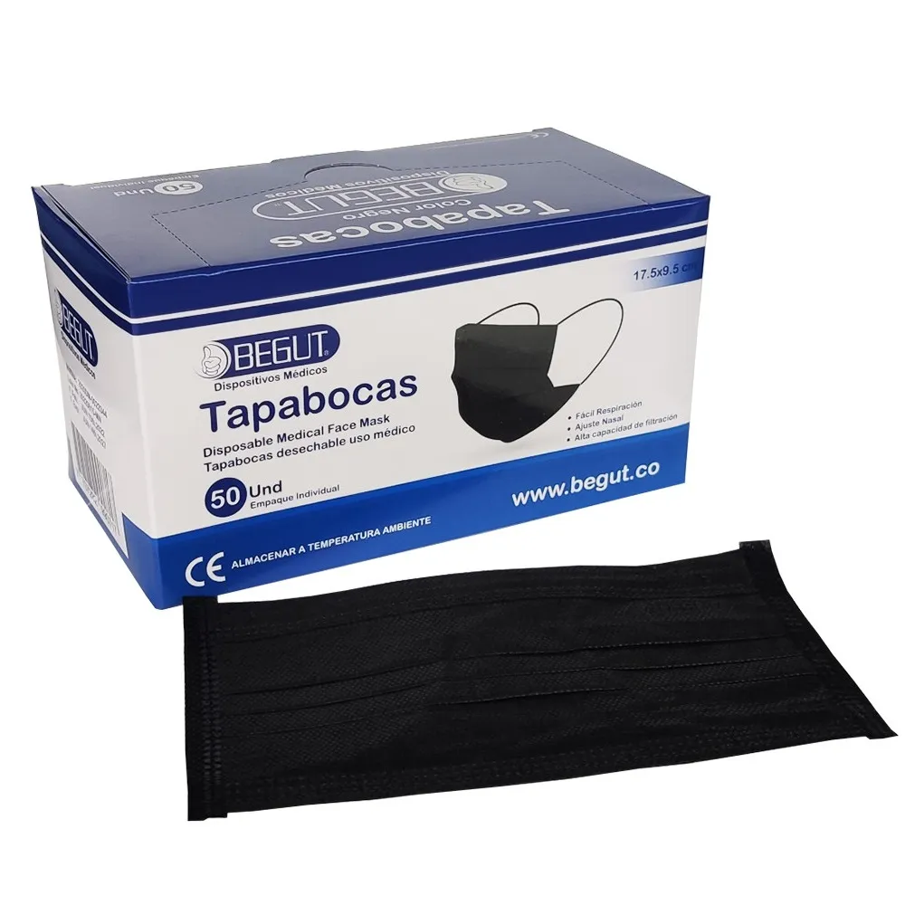 CAJA TAPABOCAS NEGRO CAJA X 50 UND BEGUT