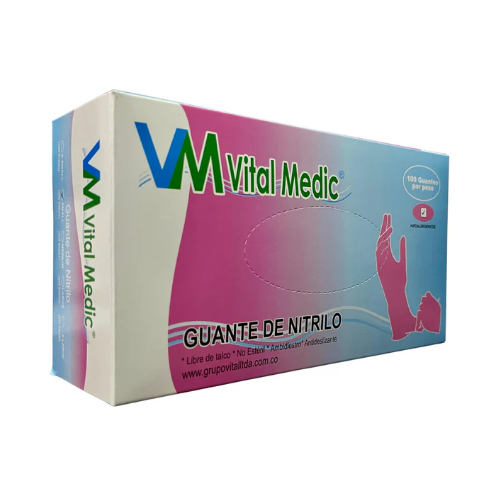 GUANTES DE NITRILLO T:M ROSADO X100  VTM