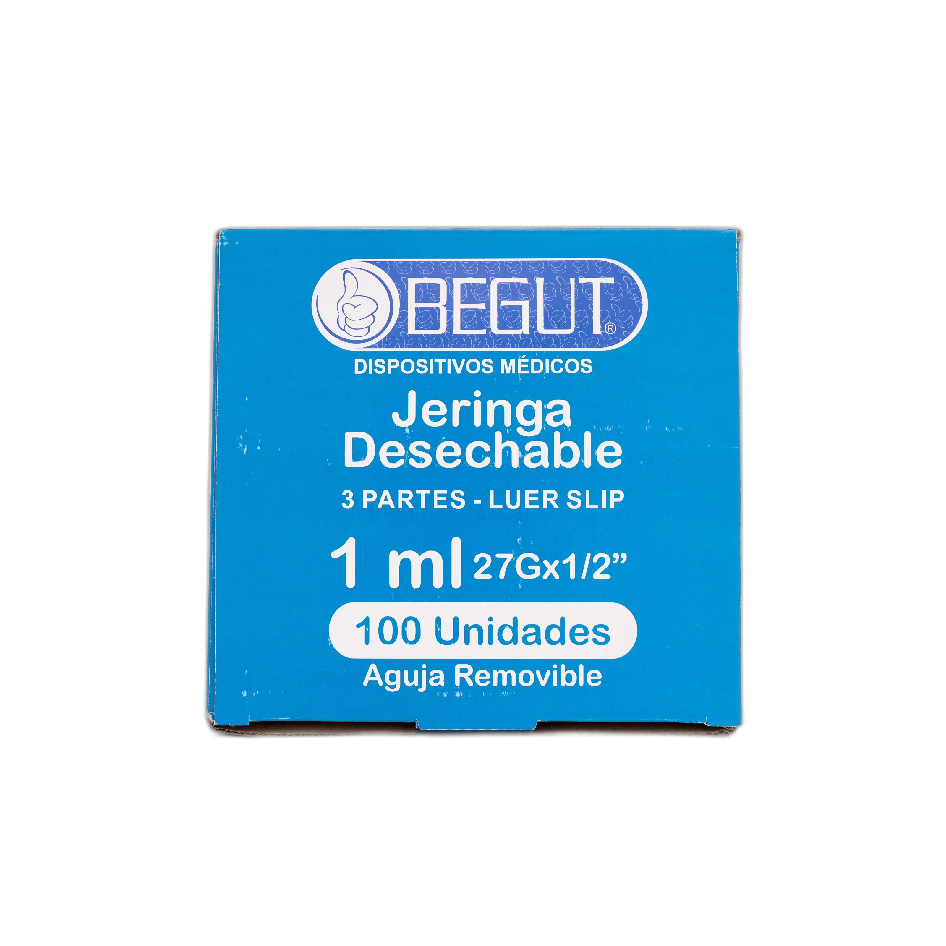 JERINGA 1ML 27G X 100 UN AGUJA REMOVIBLE