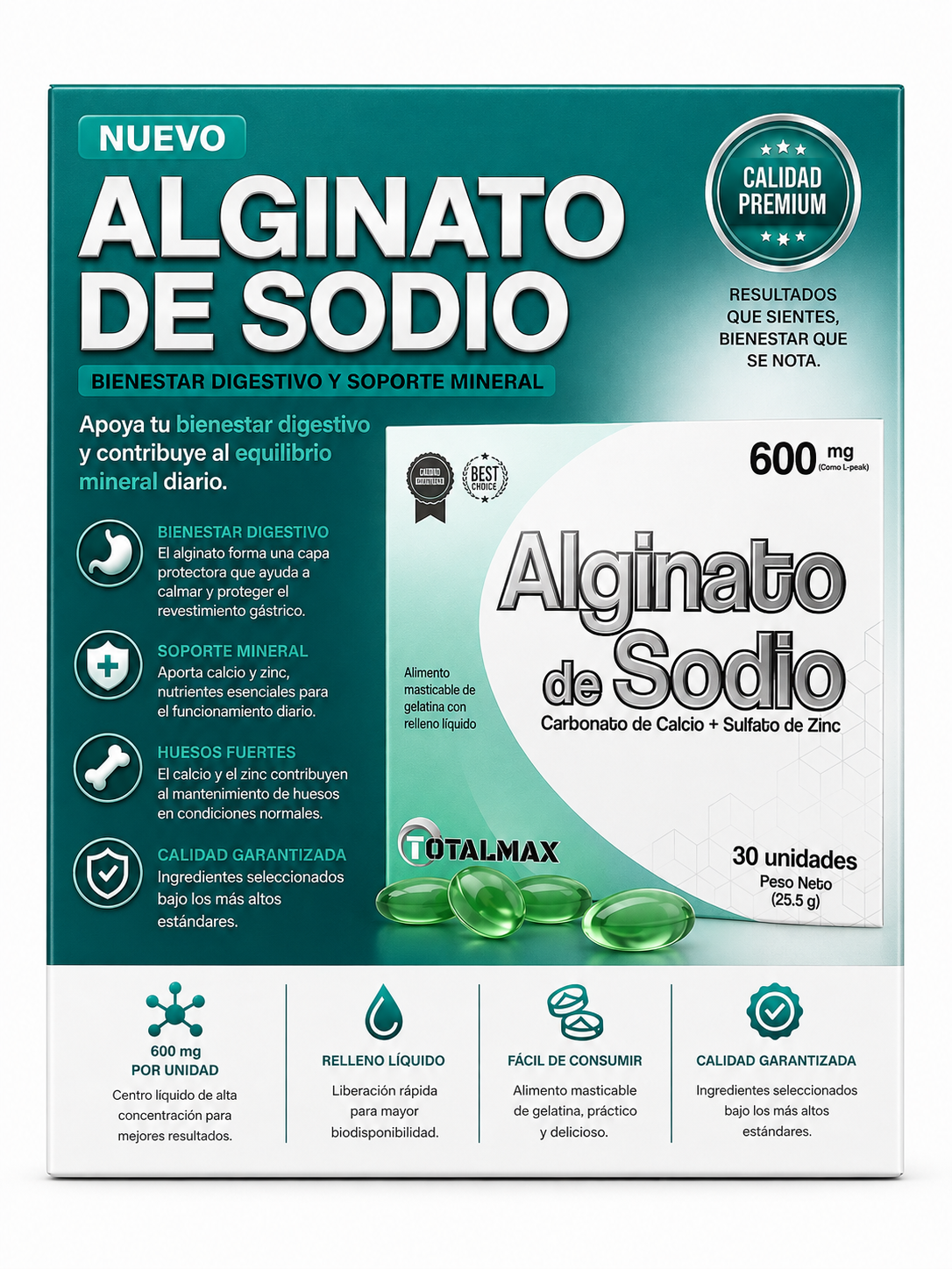 ALGINATO DE SODIO X60 SOFTGELS TOTALMAX