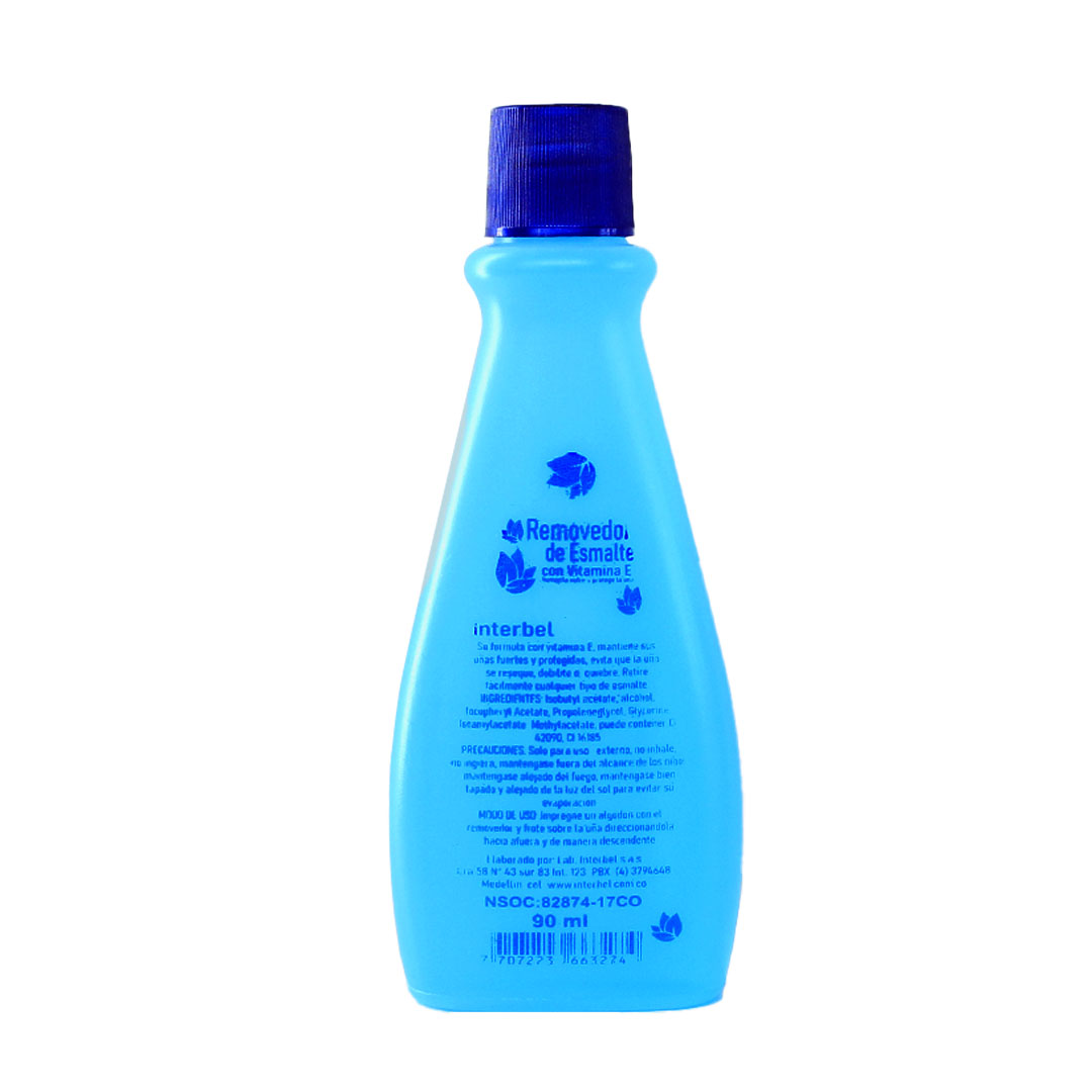 REMOVEDOR DE ESMALTE AZUL + VIT E X 90ML