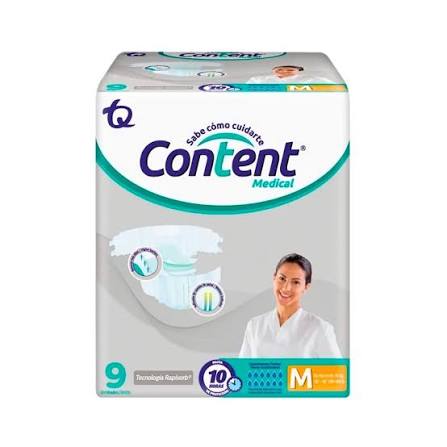 PAÑALES CONTENT TALLA M X 9 UND